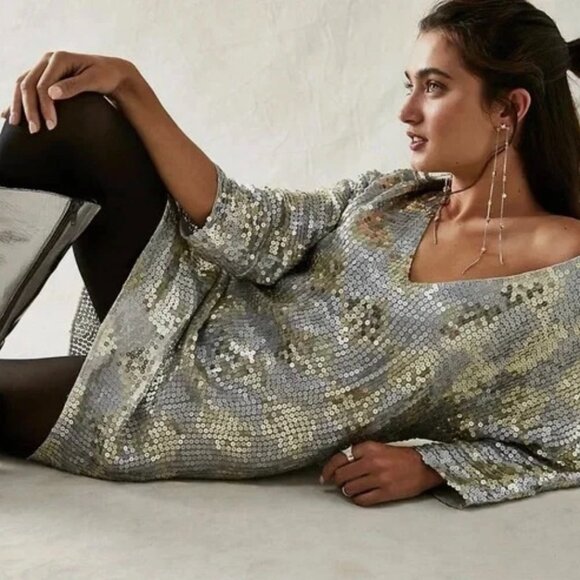 Jen’s Pirate Booty X Free People Checkered Sequin Mini Boombox Dress NWT $352 - Picture 8 of 8